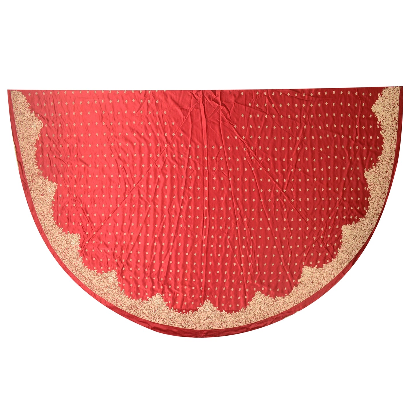 Sanskriti Vintage Red Long Skirt Pure Satin Silk Handmade Unstitched Lehenga