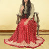 Sanskriti Vintage Red Long Skirt Pure Satin Silk Handmade Unstitched Lehenga