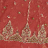 Sanskriti Vintage Dark Red Long Skirt Net Hand Embroidered Unstitched Lehenga