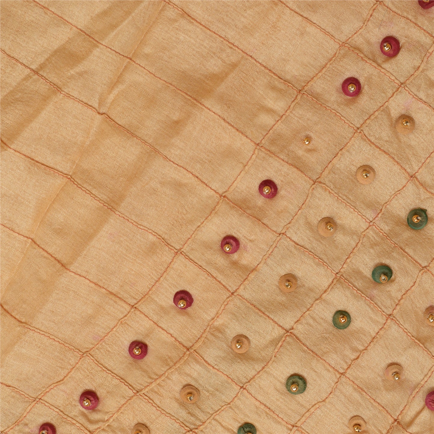 Sanskriti Vintage Cream Long Skirt Pure Silk Hand Beaded Stitched Party Lehenga