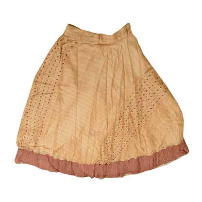 Sanskriti Vintage Cream Long Skirt Pure Silk Hand Beaded Stitched Party Lehenga