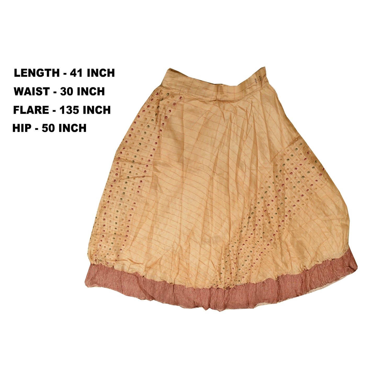 Sanskriti Vintage Cream Long Skirt Pure Silk Hand Beaded Stitched Party Lehenga