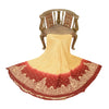 Sanskriti Vintage Cream Long Skirt Pure Silk Hand Beaded Unstitched Lehenga