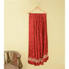 Sanskriti Vintage Red 100% Pure Satin Silk Long Skirt Unstitched Hand Beaded Zardozi