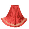 Sanskriti Vintage Red 100% Pure Satin Silk Long Skirt Unstitched Hand Beaded Zardozi