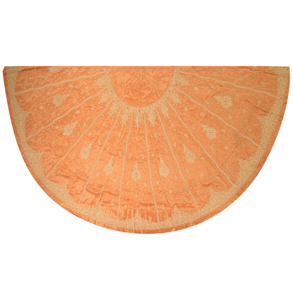 Sanskriti Vintage Orange Pure Tissue Silk Long Skirt Unstitched Hand Beaded Zari