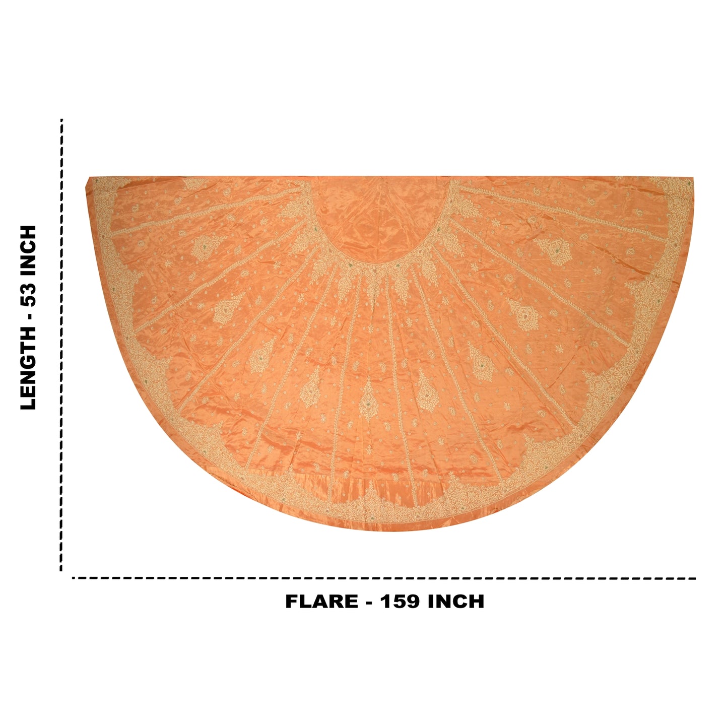 Sanskriti Vintage Orange Pure Tissue Silk Long Skirt Unstitched Hand Beaded Zari