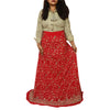 Sanskriti Vintage Red 100% Pure Georgette Silk Long Skirt Handmade Unstitched Wedding Ocassion