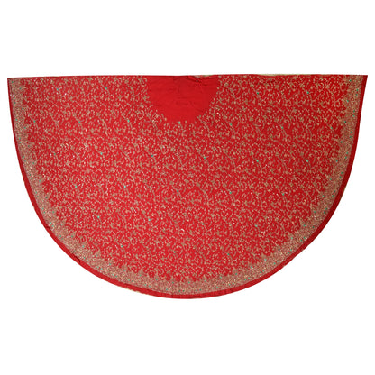 Sanskriti Vintage Red 100% Pure Georgette Silk Long Skirt Handmade Unstitched Wedding Ocassion