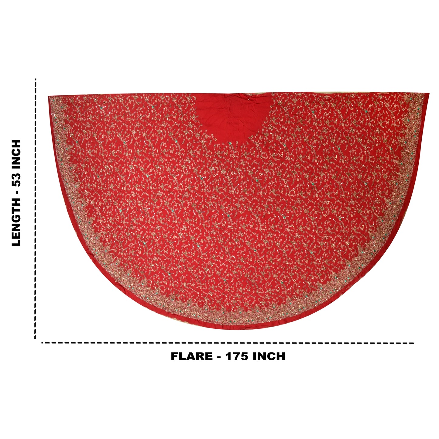 Sanskriti Vintage Red 100% Pure Georgette Silk Long Skirt Handmade Unstitched Wedding Ocassion