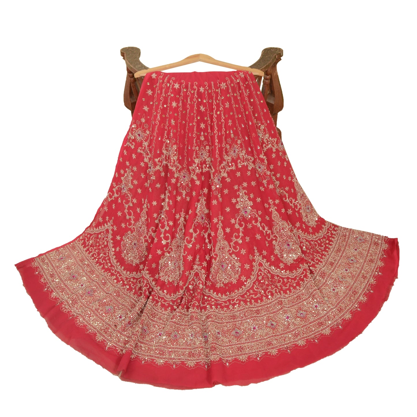 Sanskriti Vintage Pink Long Skirt Pure Georgette Silk Unstitched Handmade Zardoz