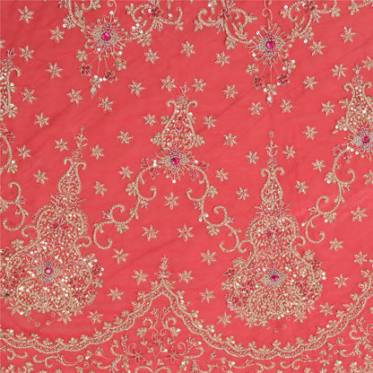 Sanskriti Vintage Pink Long Skirt Pure Georgette Silk Unstitched Handmade Zardoz