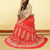 Sanskriti Vintage Red Long Skirt Pure Georgette Silk Handmade Unstitched Lehenga