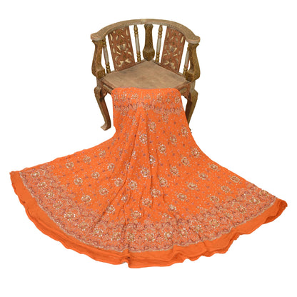 Sanskriti Vintage Long Skirt Pure Georgette Silk Hand Beaded Unstitched Lehenga