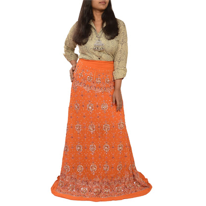 Sanskriti Vintage Long Skirt Pure Georgette Silk Hand Beaded Unstitched Lehenga