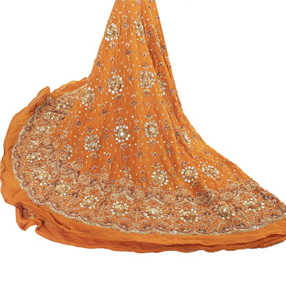 Sanskriti Vintage Long Skirt Pure Georgette Silk Hand Beaded Unstitched Lehenga