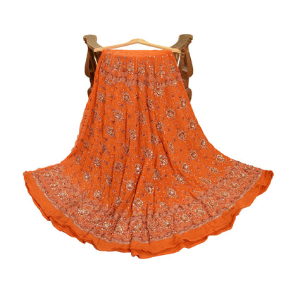 Sanskriti Vintage Long Skirt Pure Georgette Silk Hand Beaded Unstitched Lehenga