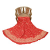 Sanskriti vintage Red Long Skirt 100% Pure Silk Hand Beaded Unstitched Lehenga