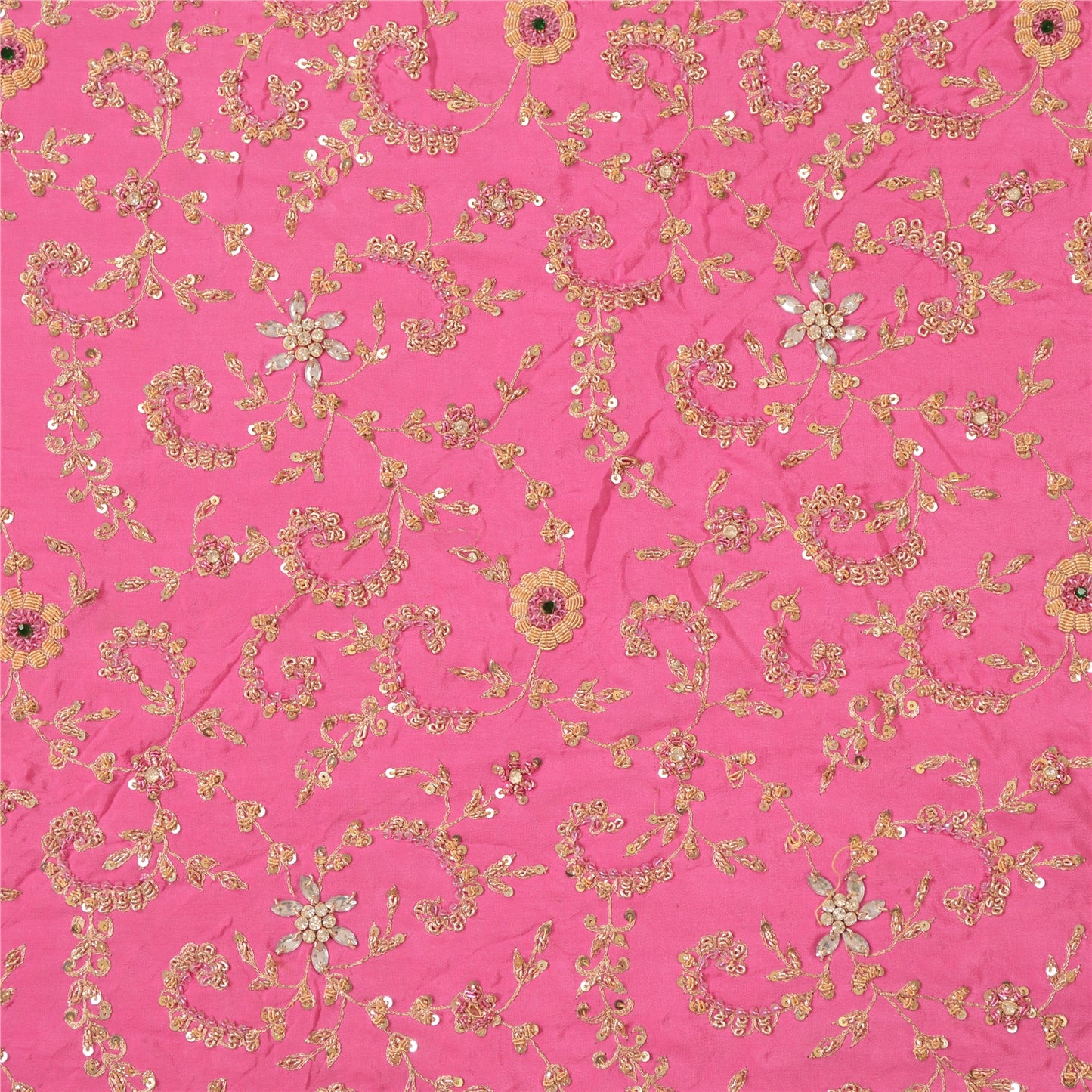 Sanskriti Vintage Pink Long Skirt Pure Silk Hand Beaded Zardozi Unstitch Lehenga