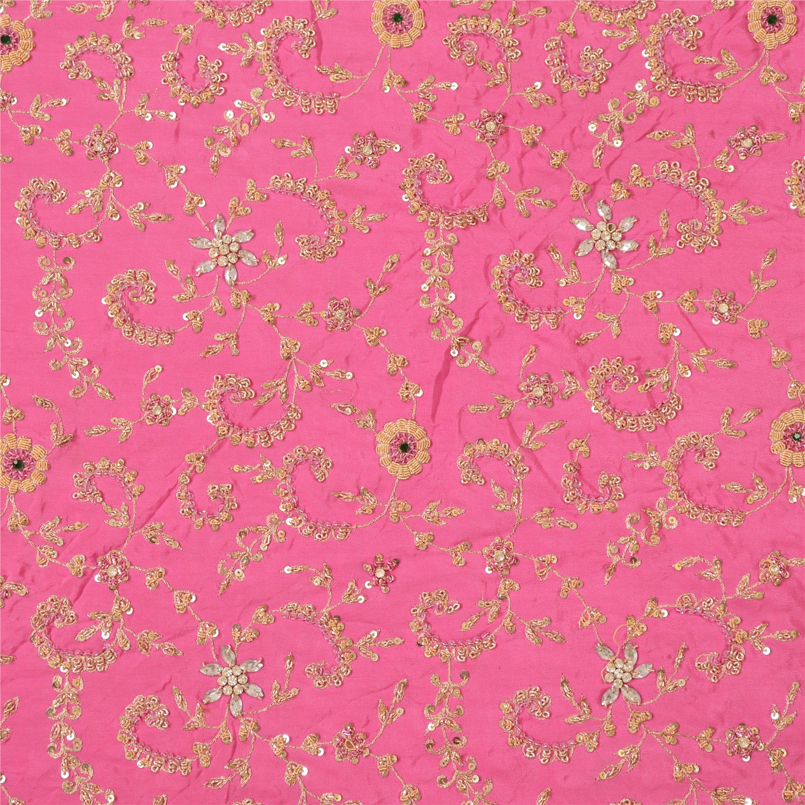 Sanskriti Vintage Pink Long Skirt Pure Silk Hand Beaded Zardozi Unstitch Lehenga
