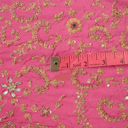 Sanskriti Vintage Pink Long Skirt Pure Silk Hand Beaded Zardozi Unstitch Lehenga