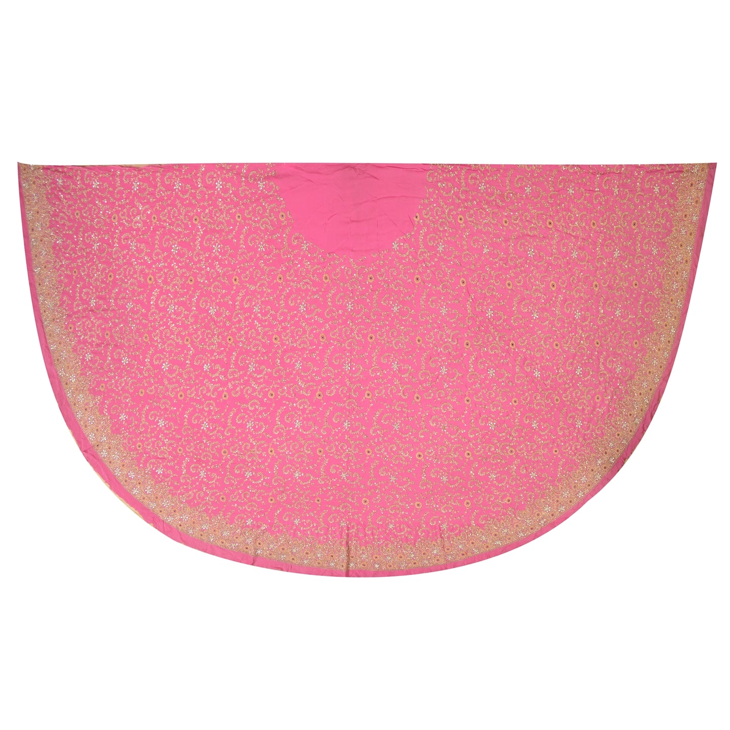 Sanskriti Vintage Pink Long Skirt Pure Silk Hand Beaded Zardozi Unstitch Lehenga