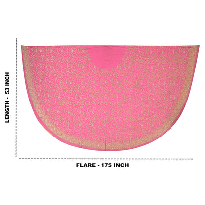 Sanskriti Vintage Pink Long Skirt Pure Silk Hand Beaded Zardozi Unstitch Lehenga