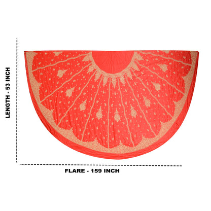 Sanskriti Vintage Red Long Skirt Pure Satin Silk Hand Beaded Unstitched Lehenga