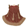 Sanskriti Vintage Dark Red Long Skirt Net Mesh Hand Beaded Stitched Lehenga