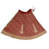 Sanskriti Vintage Dark Red Long Skirt Net Mesh Hand Beaded Stitched Lehenga