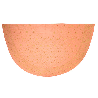 Sanskriti Vintage Long Peach Skirt Pure Silk Hand Embroidered Unstitched Lehenga