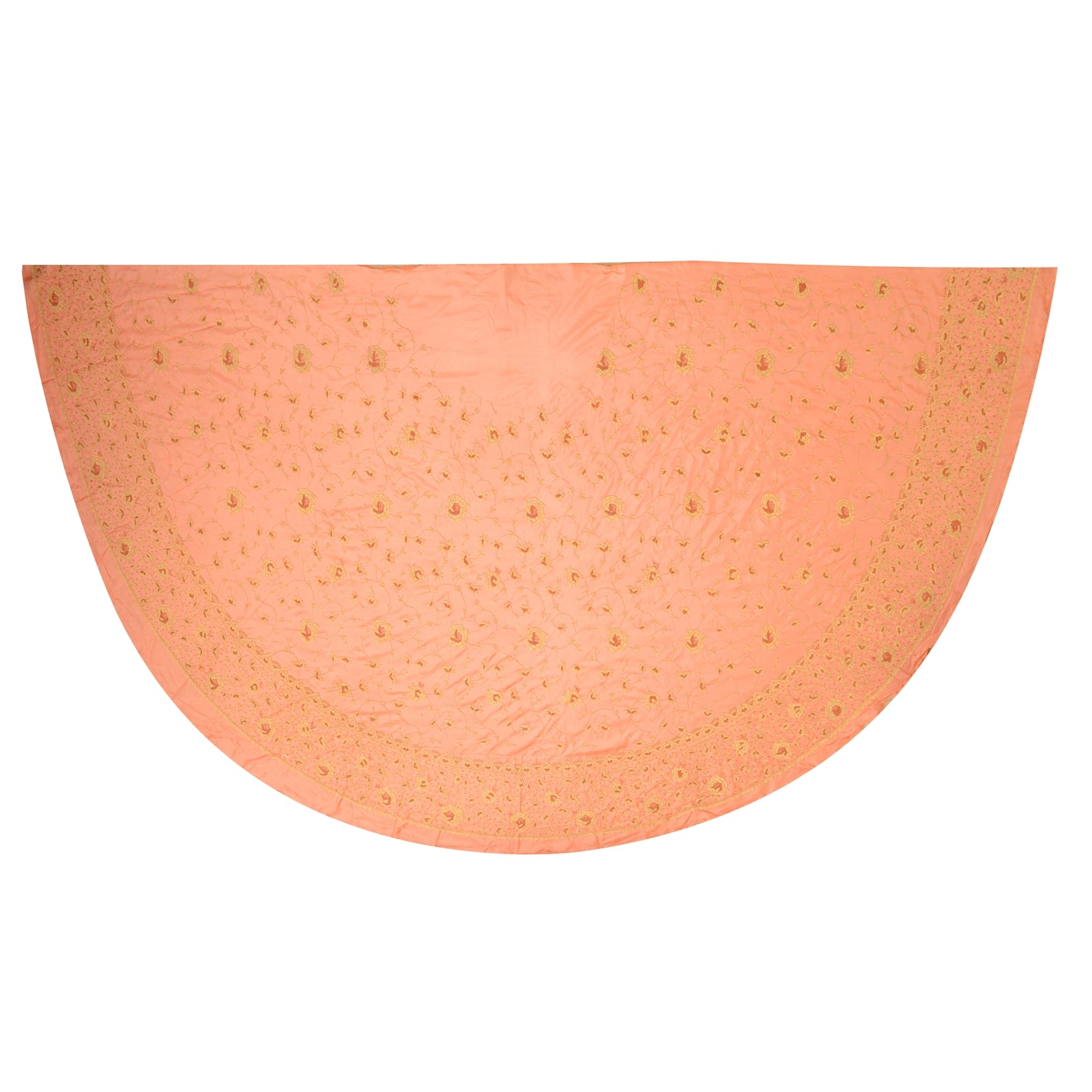 Sanskriti Vintage Peach Pure Silk Long Skirt Unstitched Hand Embroidered Zardozi