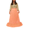 Sanskriti Vintage Long Peach Skirt Pure Silk Hand Embroidered Unstitched Lehenga