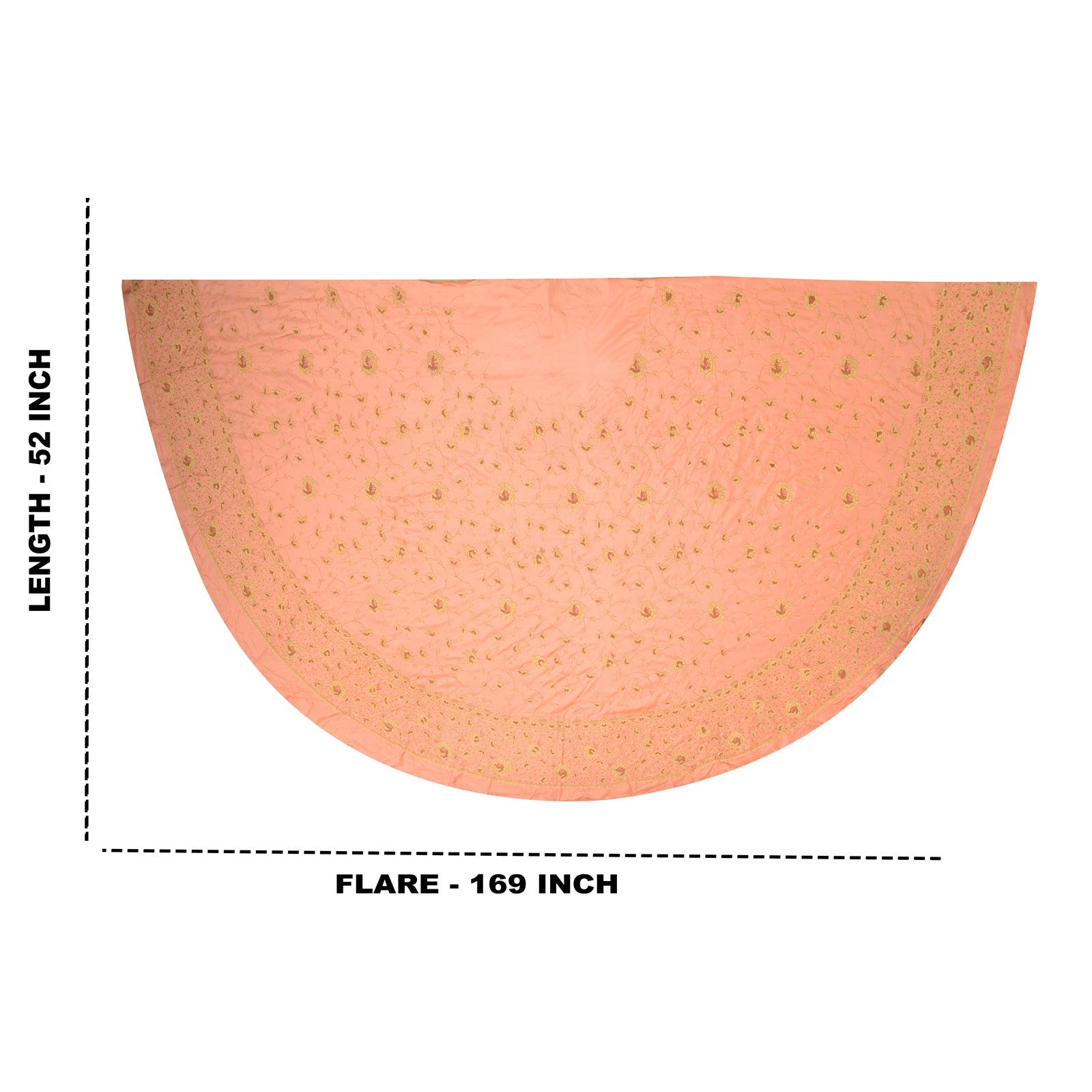 Sanskriti Vintage Peach Pure Silk Long Skirt Unstitched Hand Embroidered Zardozi