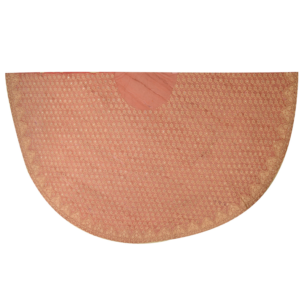 Sanskriti Vintage Red Net Mesh Skirt Unstitched Hand Beaded Zardozi Bollywood