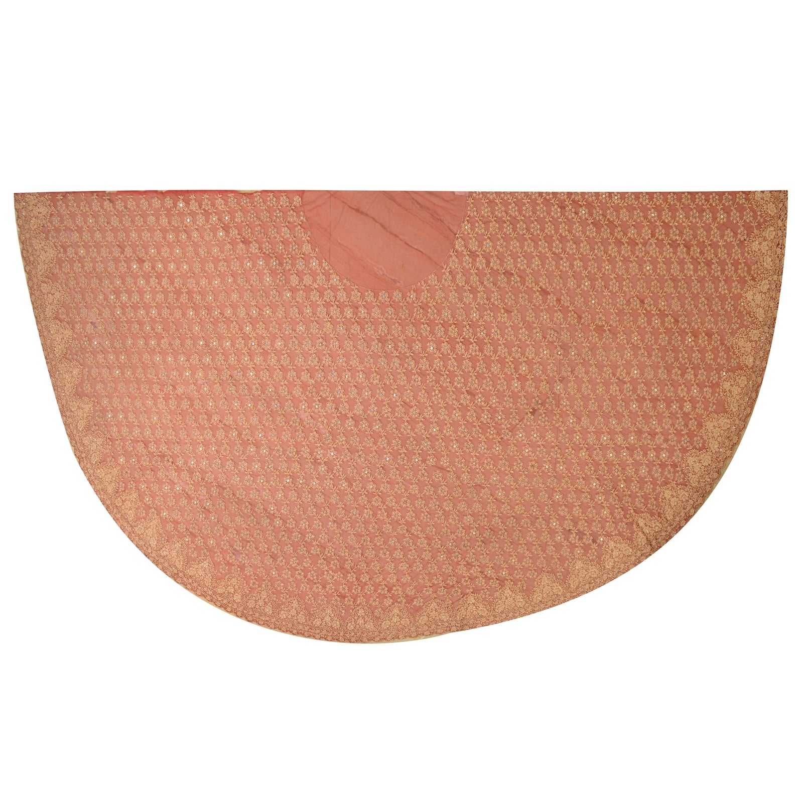 Sanskriti Vintage Red Net Mesh Skirt Unstitched Hand Beaded Zardozi Bollywood