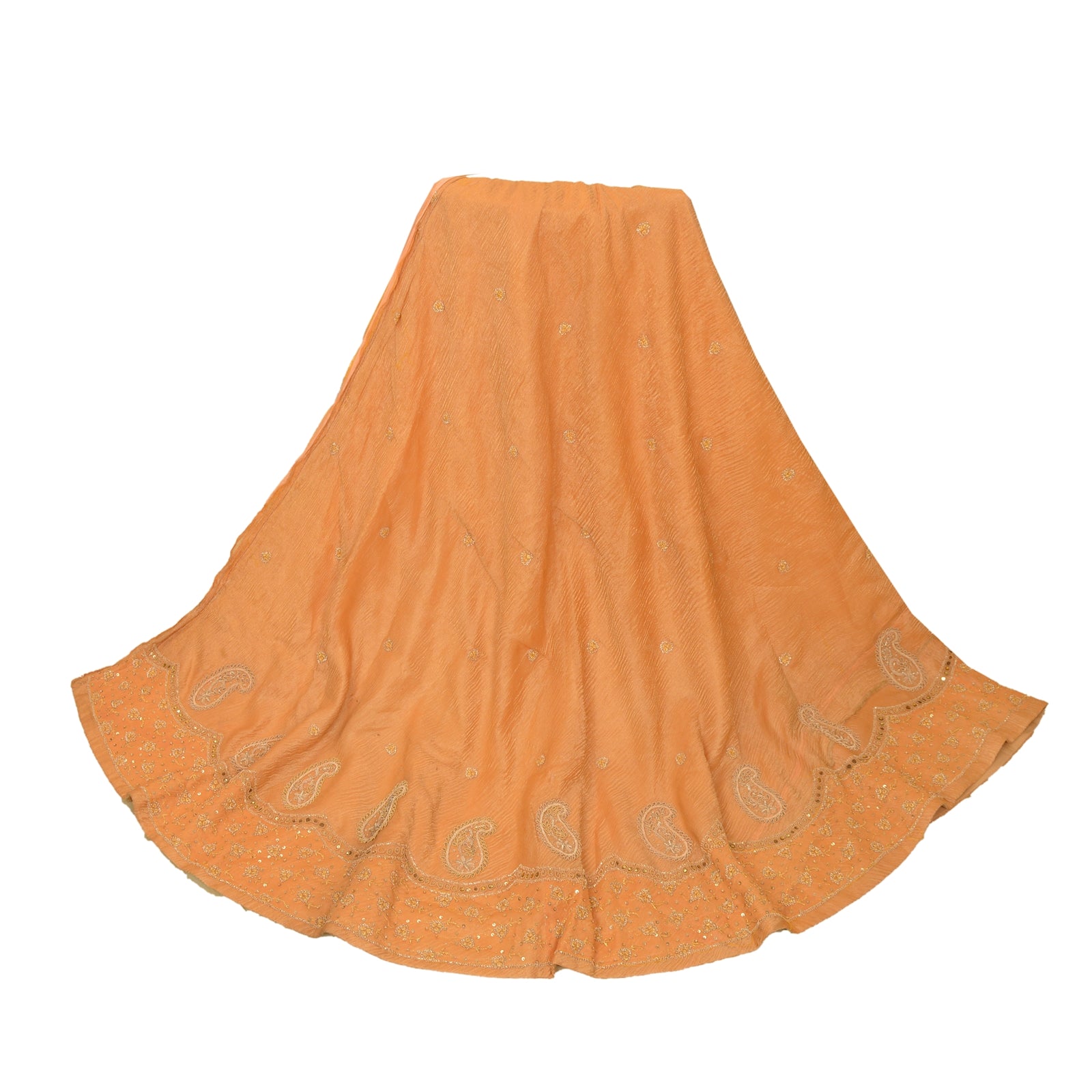 Sanskriti Vintage Long Skirt Pure Tissue Silk Hand Beaded Unstitched Lehenga