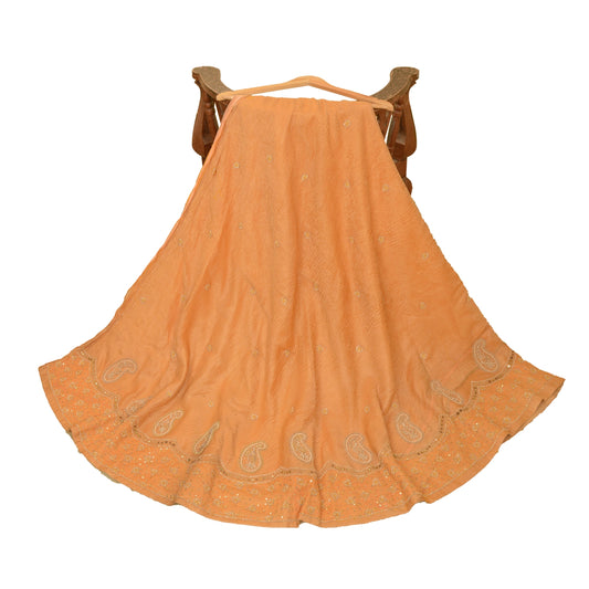 Sanskriti Vintage Long Skirt Pure Tissue Silk Hand Beaded Unstitched Lehenga