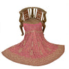 Sanskriti Vintage Long Skirt Pink Hand Beaded Stitched Party/Bollywood Lehenga