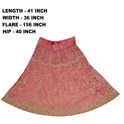 Sanskriti Vintage Long Skirt Pink Hand Beaded Stitched Party/Bollywood Lehenga