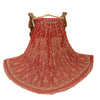 Sanskriti vintage Red Long Skirt Net Mesh Hand Beaded Unstitched Zari Lehenga