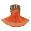 Sanskriti Vintage Orange 100% Pure Silk Long Skirt Unstitched Hand Beaded Zari Zardozi Wedding