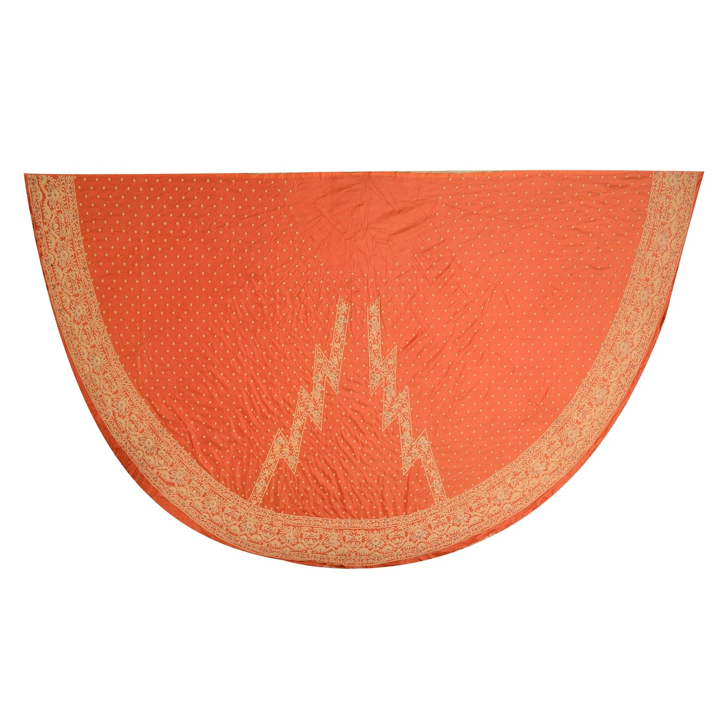 Sanskriti Vintage Orange Long Skirt Pure Silk Hand Beaded Unstitched Lehenga