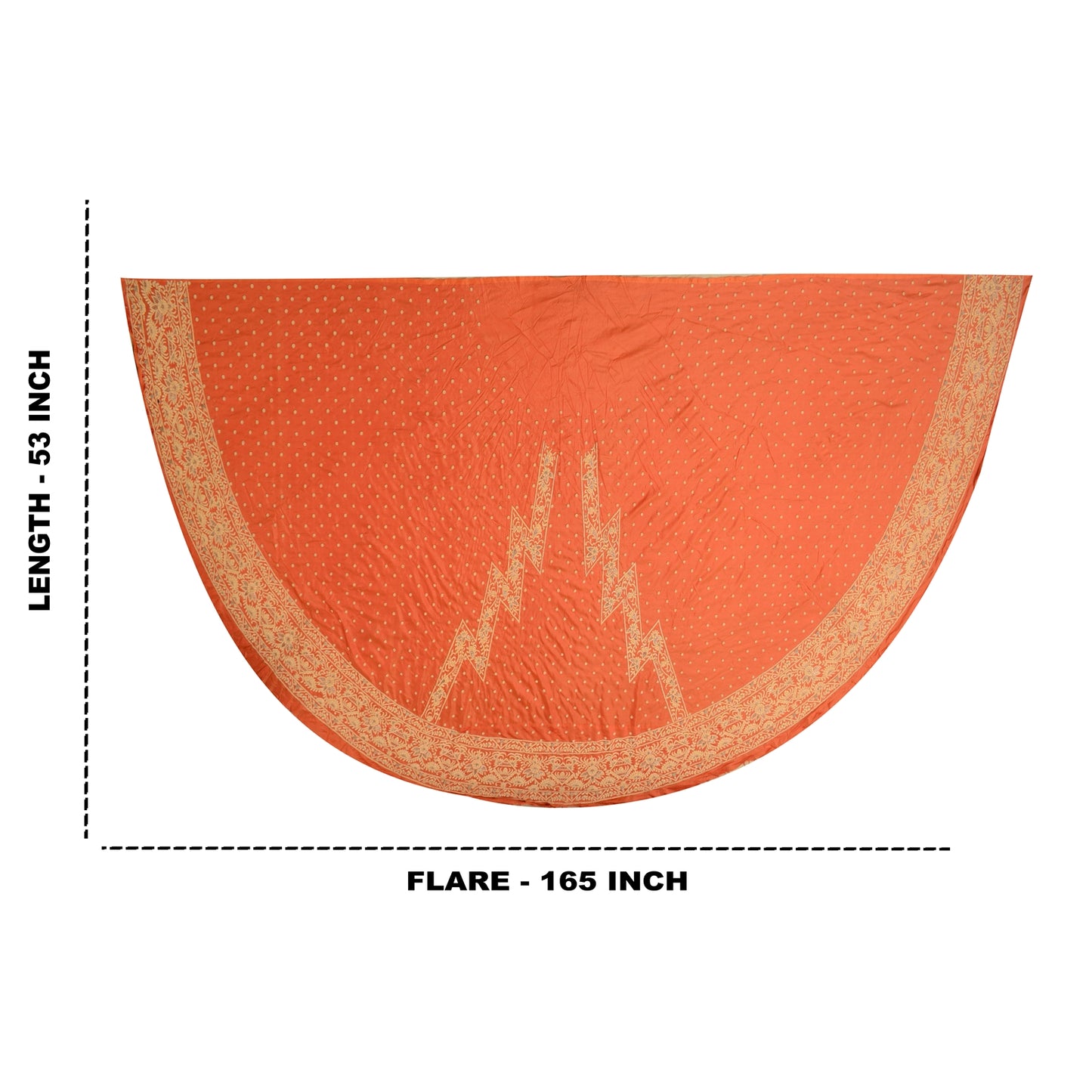 Sanskriti Vintage Orange 100% Pure Silk Long Skirt Unstitched Hand Beaded Zari Zardozi Wedding