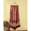 Sanskriti Vintage Red 100%Pure Satin Silk Long Skirt Unstitched Handmade Zardozi