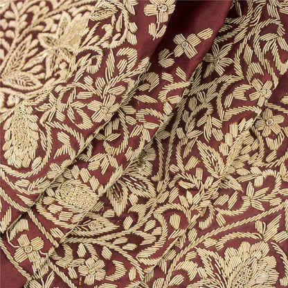 Sanskriti Vintage Long Skirt Pure Satin Red Handmade Unstitched Zardozi Lehenga