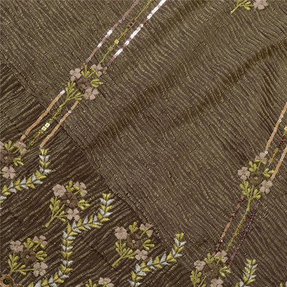 Sanskriti Vintage Golden Purple Art Silk Skirt Unstitched Hand Beaded Sequins