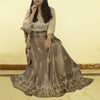 Sanskriti Vintage Golden Purple Art Silk Skirt Unstitched Hand Beaded Sequins