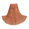 Sanskriti Vintage Peach Long Skirt Net Mesh Hand Beaded Unstitched Zari Lehenga