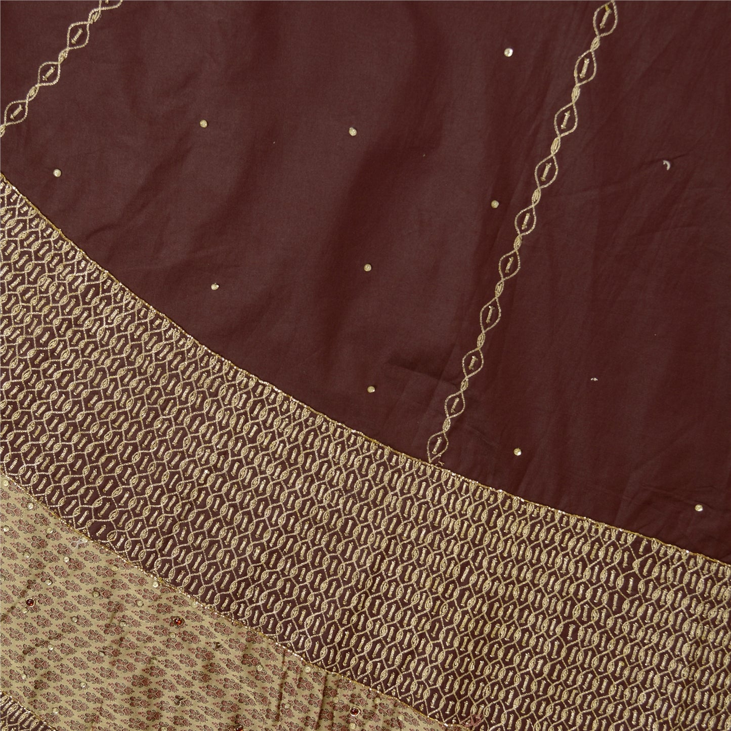 Sanskriti Vintage Purple Long Skirt Pure Silk Hand Beaded Unstitched Lehenga